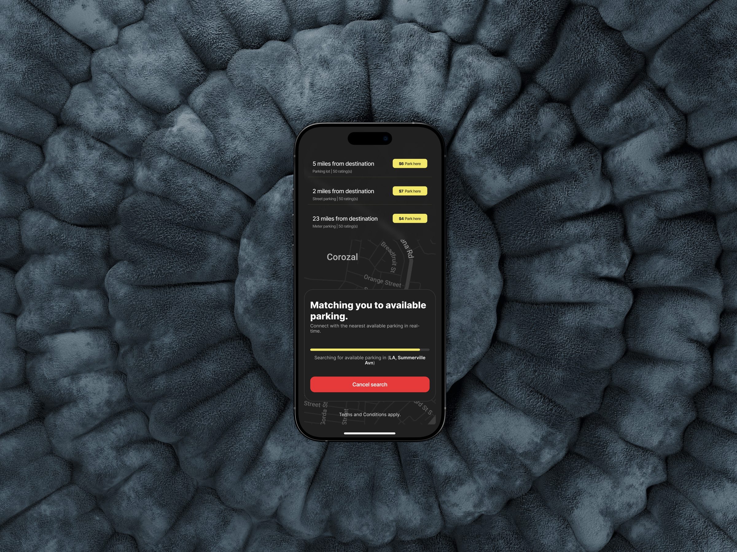 Spotter — parking marketplace app matching screen